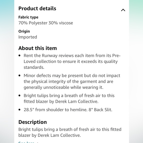 Derek Lam Collective metallic tulip blazer Italian sz 50 US sz 14 - Picture 9 of 9